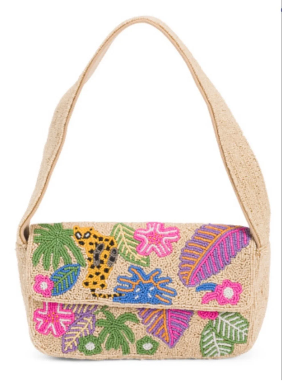 New VIRAL Hand Beaded Perfect Vacation Cheetah Shoulder Bag by America & Beyond - Picture 3 of 11